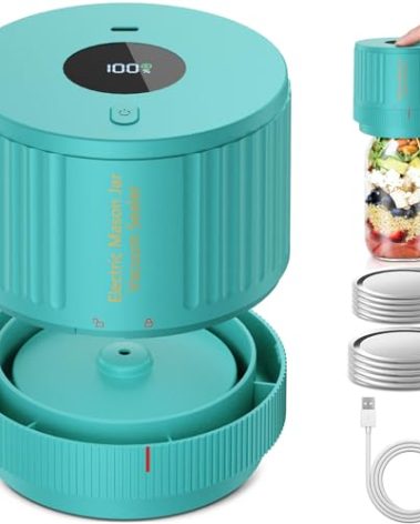 LOVE MOMENT Electric Mason Jar Vacuum Sealer Kit for Wide Mouth and Regular Mouth Mason Jar - Green