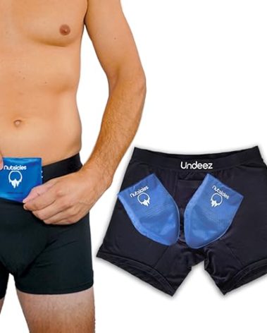 Undeez Vasectomy Underwear - Comes With 2-Custom Fit Ice Packs and Snug Boxer Briefs For Testicular Support and Pain Relief Black