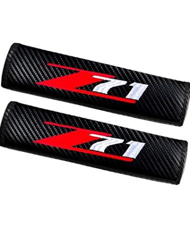 TSCTBA Liphontcta Seat Belt Covers for Z71 Chevy Colorado Silverado - 2 Pcs Black Carbon Fiber Car Seatbelt Shoulder Strap Pads Safety Belt Covers Protective Sleeves with Printed Car Logo
