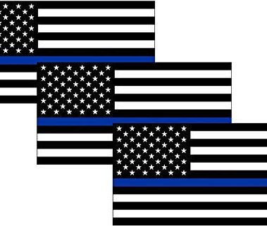 Rogue River Tactical Thin Blue Line Blue Lives Matter Flag Sticker Vinyl Decal for Car Truck Window Bumper Sticker Support of Police and Law Enforcement Officers ((3 Pack) 3x5)