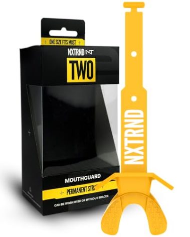 Nxtrnd Two Football Mouth Guard, Football Mouthpiece with Strap, Fits Adult & Youth (Yellow)