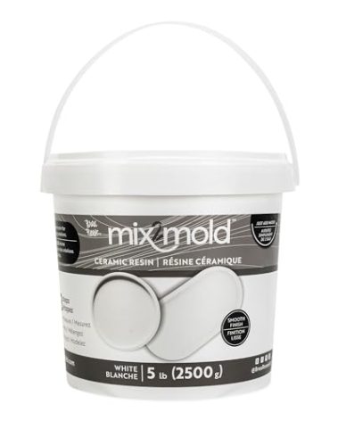 Brea Reese: Mix2Mold Ceramic Resin - White Powder 5.5lb Bucket - Non-Toxic, Smooth Matte Finish, No Heat Or Kiln, Just Add Water, Cures in 60 Min