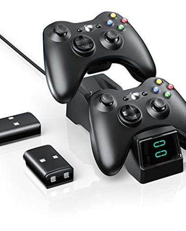 Controller Charger Station for Xbox 360,BOFFO Dual Charging Dock with 2pcs 1200mAh Rechargeable Battery Packs and a Charging Cable