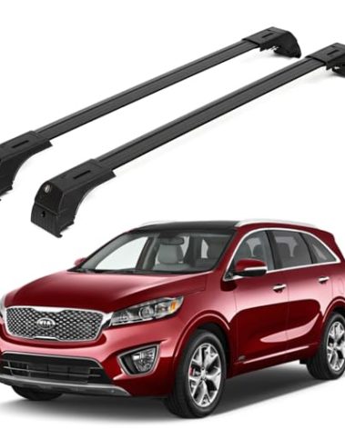 ERKUL Roof Rack Cross Bars for Kia Sorento 2016-2020 | Aluminum Crossbars with Anti Theft Lock for Rooftop | Compatible with Flush Rails - Black