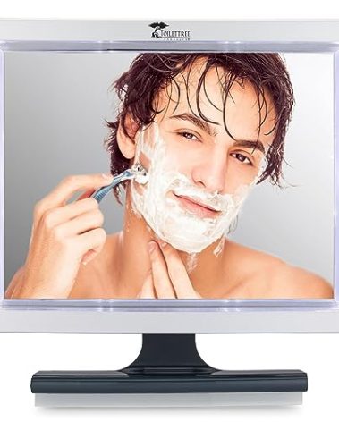 ToiletTree Products Deluxe LED Fogless Shower Mirror with Squeegee Anti-Fog Mirror - Adjustable Shaving Mirror with a Squeegee - Rust-Proof, Impact-Resistance Bathroom Shower Mirror