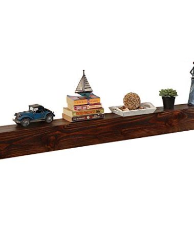WELLAND 60 - Inch Fireplace Mantel Shelf, Real Wood Floating Wall Shelf, Walnut Color, Pinewood