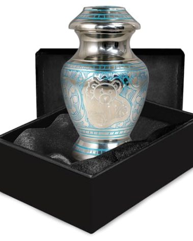 Baby Urns for Ashes Boy - Teddy Bear Urn for Babies - Beautiful Small Urns for Children & Kids - Honor Your Loved One with Baby Keepsake Urn (Blue, Small)