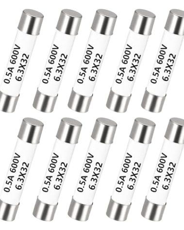 PENGLIN 10PCS DMM Fuses Fast Blow 0.5A 600V, Digital Multimeter Replacement Fuse Ceramic Fuses Fast Acting for DMMs 6.3 x 32 mm/0.25 x 1.26 inches