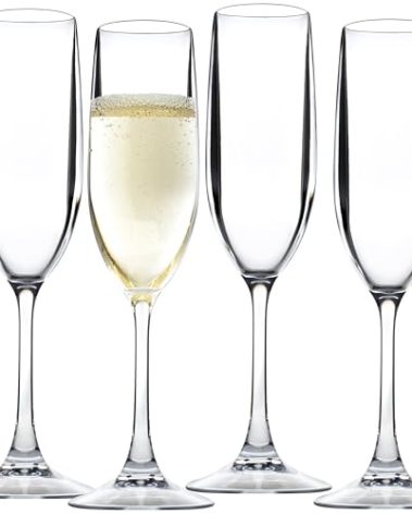D'Eco Unbreakable 12 oz Champagne Flutes (Set of 4)- 100% Tritan Reusable Mimosa & Champagne Glasses - Perfect Cocktail Glasses for Hosting Parties Indoors & Out - Great Graduation & Mother's Day Gift