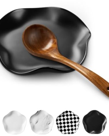 ABRUTY Spoon Rest for Stove Top, Ceramic Spoon Holder for Counter, Modern Farmhouse Decor Accessories for Spatula, Spoons or Tongs