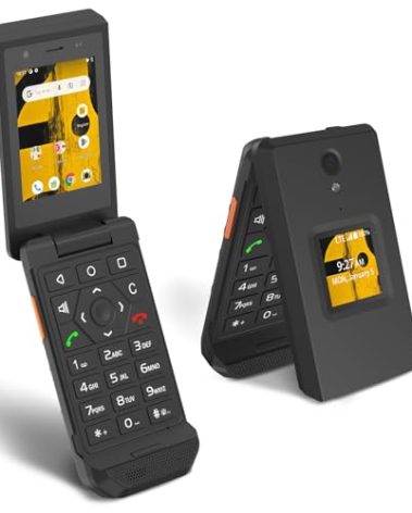S22 Rugged Flip Phone Unlocked (16GB) 2.8'' Touchscreen Smart Cell Phone Android 11, IP68 Water Resistant, 4G LTE GSM Single Sim (Black)