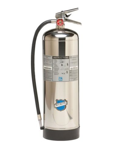 Buckeye 50000 Stainless Steel Water Pressurized Hand Held Fire Extinguisher with Wall Hook, 2.5 Gallon Agent Capacity, 7" Diameter x 9" Width x 24-1/2" Height
