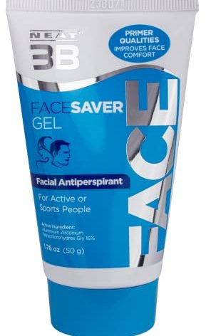Neat Feat 3B Face Saver Antiperspirant Gel for Facial Perspiration & Shine, White and Blue, 1.76 Fl Oz