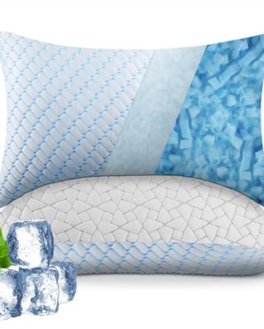 WOLKI Cooling King Size Pillows Set of 2 Shredded Memory Foam Pillows 2 Pack, Adjustable Firm Pillow for Side Sleepers, Back, Stomach, Hot Sleepers (20x36)