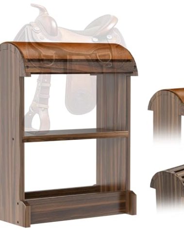 Novona Extra-Large Wood Saddle Rack, Ideal Saddle Stand for Horse Tack Organizers & Western Saddles Sstand, Stores & displays Your Trophy Saddles (Walnut Brown)