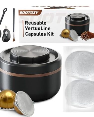Reusable Vertuo Pods Kit for Nespresso, Reusable Vertuo Capsule for Nespresso with 100PC AL Foil Seals Lids, Refillable Coffee Pods for VertuoLine Compatible with Nespresso VertuoPlus Espresso Machine