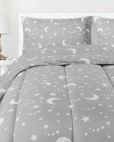 Utopia Bedding All Season Moon Star Comforter Set with 2 Pillow Cases, 3 Piece Soft Brushed Microfiber Kids Bedding Set for Boys/Girls, Machine Washable (Twin)