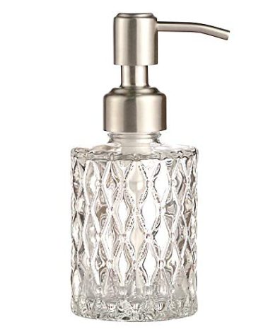 YunNasi Soap Dispenser with Stainless Steel Pump, Clear Crystal Design, Vintage and Elegant, Refillable Liquid Hand Soap Dish Soap Dispensers for Bathroom Counter, Kitchen Sink (Style2)