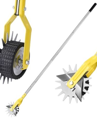 YEELOR Wheel Rotary Edger, Adjustable Length Lawn Edger, Stainless Steel Edger Lawn Tool, Lawn Tool for Manual Edger, Rotary Edger for Sidewalks, Gardens, Driveways and Flower Bed Edging, yellow