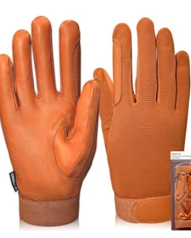 ONNAS Equestrian Riding Gloves - Genuine Goatskin Palm, Double-Layer Leather Fingers, Hook & Loop Wrist - Ideal for Horse Riding, Boating, Gardening, Cycling & Driving​