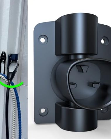 Ecotome Tesla Charger Holder Wall Mount EV Charging Cable Organizer for Tesla Mobile Connector, Swivel NACS Holster (Black-307, One Size)