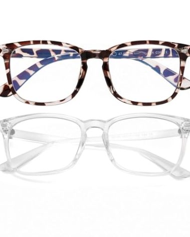 AZorb 2Pack Blue Light Blocking Glasses for Kids TR90 Unbreakable Computer Screen Glasses for Boys & Girls-2 Pack(Transparent+ Leopard)