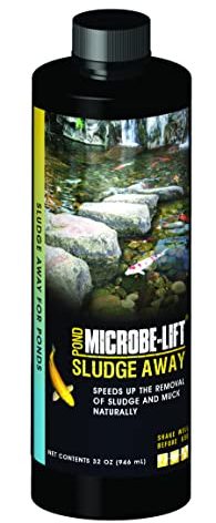MICROBE-LIFT MLXSAQ Sludge-Away Pond and Outdoor Water Garden Sludge Remover, OK for Live Koi Fish, Plant Life, and Decor, 32 Ounces