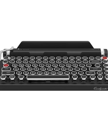 QWERKYTOYS Qwerkywriter Typewriter Inspired Retro Mechanical Wired & Wireless Keyboard with Tablet Stand