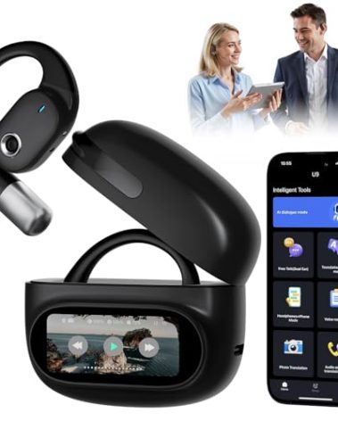 AI Translation Earbuds Real Time,164 Language Translator EarBuds with LED,Wireless Earphones Bluetooth Headphones, Audifonos Traductores de Inglés Español, Translating Device for Business Travel Study
