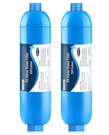 RV Inline Water Filter, NSF 42/372 Certified, Reduce Chlorine, Odor, Taste, Rust and Fluoride in Drinking Water, Dedicated for RVs and Marines, Pack of 2
