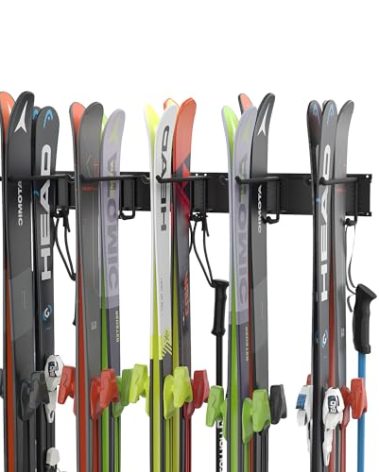 Ultrawall Ski Rack, Wall Mounted Ski Storage for Garage Storage Organizer System, 10 Pairs of Skis Holder for Home Shed, Holds Up to 300lbs
