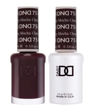 DND Gel Polish Set, Brown Collection, UV/LED Gel Polish and Air Dry Nail Lacquer, Matching Chip-Free Polish Duo, 751 Cherry Mocha, 0.5 Fl Oz