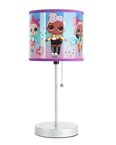 Idea Nuova LOL Surprise Stick Table Kids Lamp with Pull Chain, Themed Printed Decorative Shade