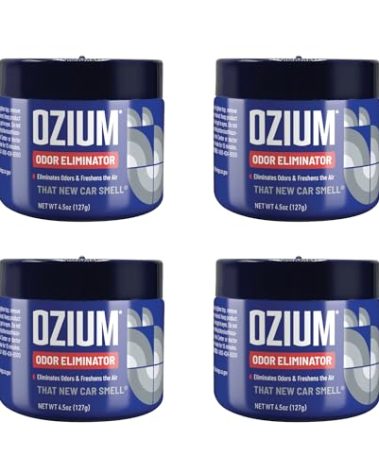 Ozium 4.5 Ounce 4 Pack Odor Eliminating Gel for Homes, Cars, Offices and More, New Car Smell