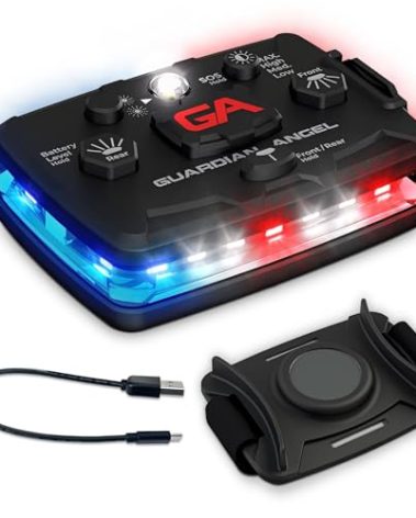 Guardian Angel Elite Series Safety Light - Red/Blue/White Front & Red/Blue Rear - Rechargeable, Magnetic, Hands-Free Wearable LED Flashlight for Law Enforcement, First Responders & Firefighters