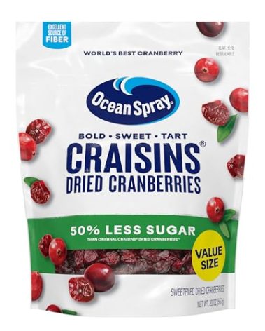 Ocean Spray Craisins Dried Cranberries, Reduced Sugar, 20 Ounce