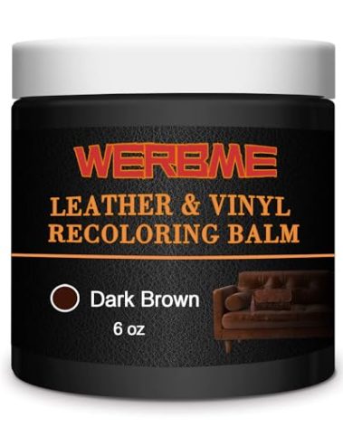 WERBME Leather Recoloring Balm & Color Restorer - Multipurpose Dye & Paint for Faded Leather Couches, Car Seats, Shoes | Fix Scratches on Clothing, Furniture & Accessories(Dark Brown)