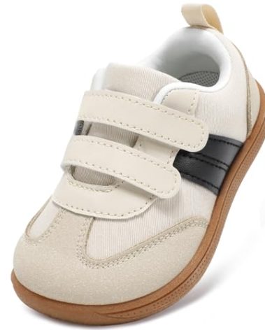STQ KIDS Toddler Wide Toe Box Shoes:Boys Barefoot Shoe Kids Walking Shoes Boy Sneakers Non-Slip Zero Drop Toddler First Walking Shoe Comfortable Beigewhite Toddler7