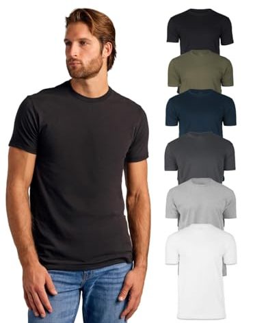 True Classic Mens T-Shirts – Short Sleeve Crew Neck T Shirts for Man, Cotton Blend Plain Novelty Men's T-Shirts, Pack of 6, Variety, M