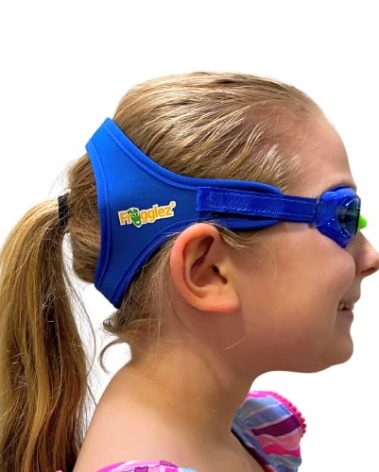 Frogglez Anti-Fog Swimming Goggles for Kids under 10 (Ages 3-10) Recommended by Swim Instructors; Premium Pain-Free Strap - Blue