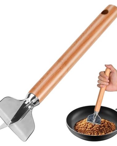 Stainless Steel Meat Chopper, Stainless Steel Meat Masher, 11 Inch, Ground Beef Chopper Tool, Metal Meat Masher, Ground Meat Smasher, Hamburger Smasher Tool