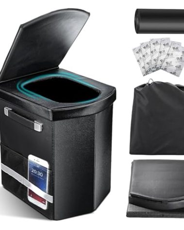 2025 Upgraded 16.5'' XL Portable Toilet for Adults,Tall Camping Toilet with Lid and Convenient Carry Bag, Portable Potty for Camping, Hiking, Car Travel,Truck, RV, Boating, Road Trips, Beach