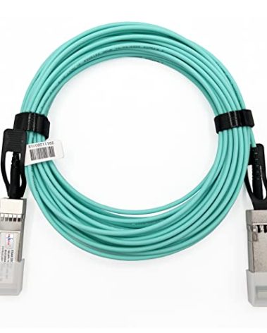 Elfcam® - 15m/49.21ft Fiber Optic Cable OM3 SFP+ to SFP+ AOC 10Gbps, Compatible with SFP-10G-AOC, 15 Meters