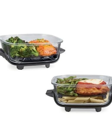 Ninja 6-Cup 2-Pack TempWare Glass Containers for Meal Prepping with Leak-Proof Storage Lids, Compatible Crispi Portable Cooking System, Microwave, Freezer, and Dishwasher Safe, XSKSFN2X6CUP