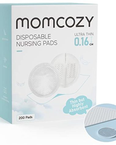 Momcozy Ultra-Thin Disposable Nursing Pads, Ultra-Absorbent and Breathable Portable Breast Pads, Make The Breasts Light and Unburdened, with Reinforced Adhesive, Individually Packaged (200 Count)