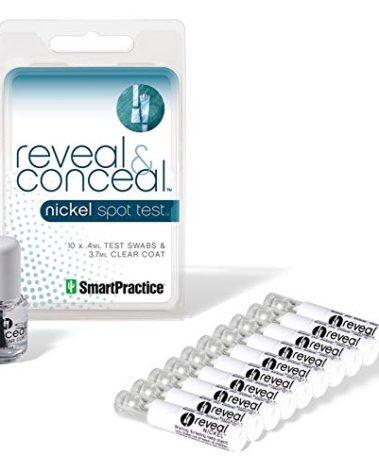 Reveal and Conceal Nickel Allergy Test Kit by Smart Practice - Detecting Nickel is a Snap - Test for Nickel in Your Jewelry and Prevent Skin Exposure With Liquid Clear Coat - Includes 10 Test Swabs