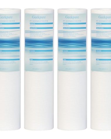 Geekpure 10 Inch PP Polypropylene Sediment Replacement Filter for RO Water Filtration-2.5" x 10" -5 Micron-Pack 4