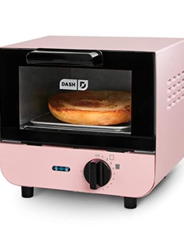 DASH Mini Toaster Oven Cooker for Bread, Bagels, Cookies, Pizza, Paninis & More with Baking Tray, Rack, Auto Shut Off Feature - Pink