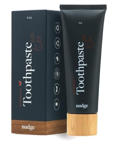 Nudge 10% Nano Hydroxyapatite Toothpaste, Remin+ Formula with Vitamin E, Fluoride-Free, SLS-Free, Helps Remineralize Enamel, Supports Dry Mouth Relief and Sensitive Teeth, Watermelon, 4 oz
