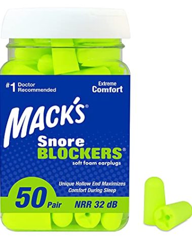 Mack’s Snore Blockers Soft Foam Earplugs, 50 Pair – 32 dB High NRR, 37 dB SNR – Comfortable Ear Plugs for Sleeping, Snoring, Loud Noise and Travel